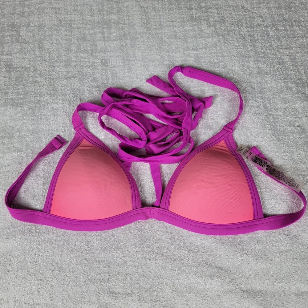 PINK By Victoria's Secret Bikini Top Size M Pink Purple Triangle Padded Sexy